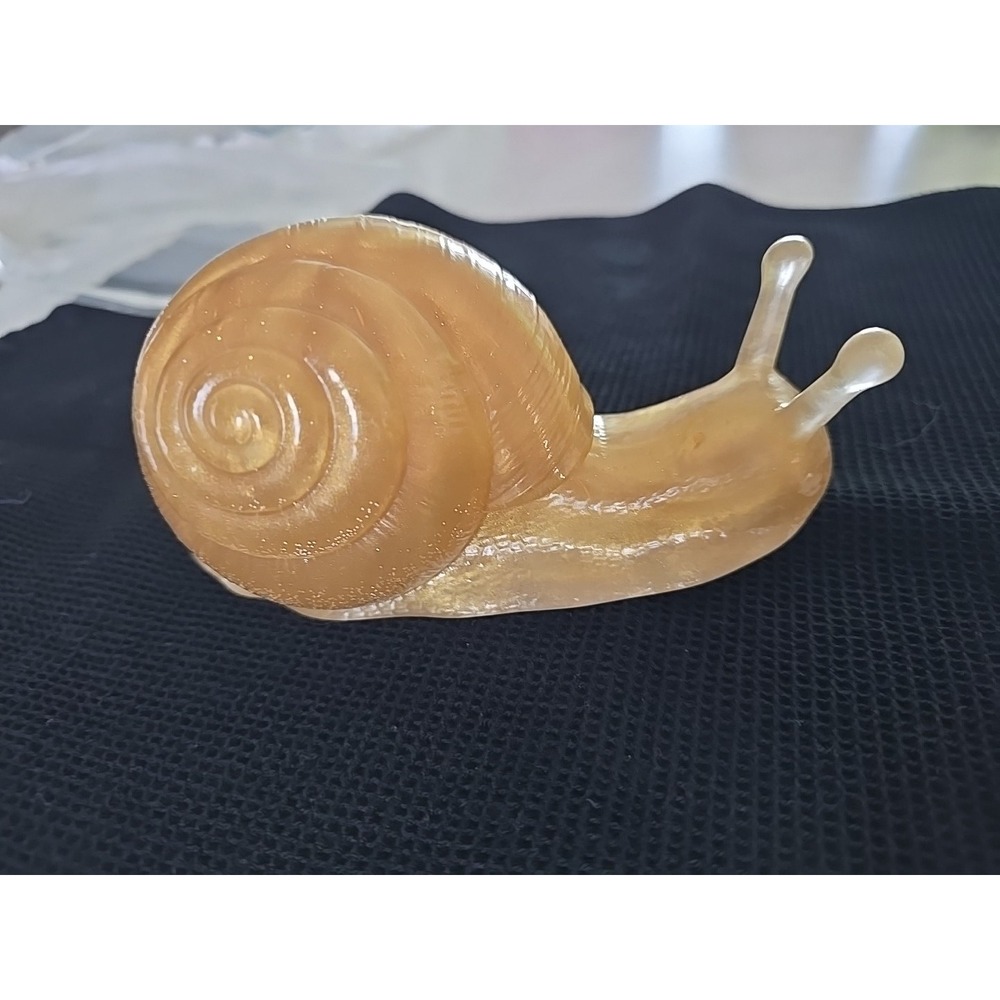 Sunshine the Snail Gold  Resin Snail Figurine 6 Inches Long.    561